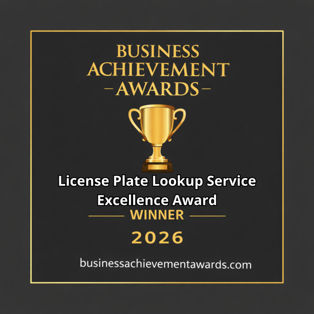 License Plate Lookup Service Excellence Award
